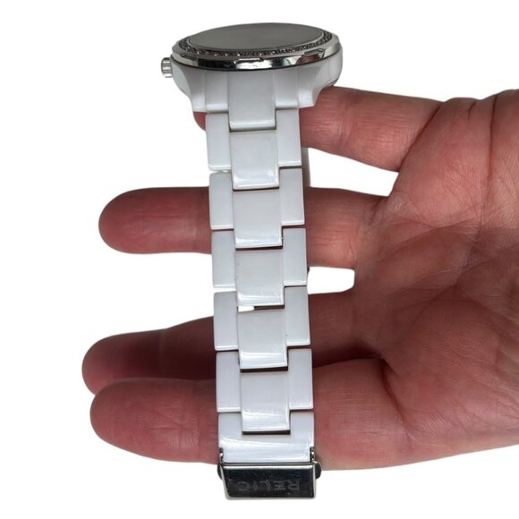 Relic Women's Analog Bracelet Wristwatch Watch White Silver Tone Faux Jewels 6" - Picture 6 of 14